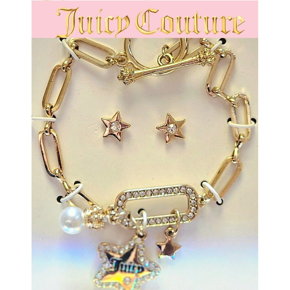 Juicy Couture Logo Star Charm Bracelet & Earring‎ Set